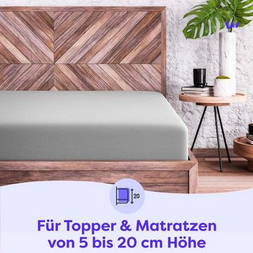 Spannbettlaken 100% Baumwolle - Superweiches Bettlaken für Matratzen von 5 bis 20cm, Wolkenfeld, Gummizug: Starker & Flexibler Super-Stretch Gummizug für maximalen Halt, Rutschfest & Blickdicht - 90x200, 140x200, 160x200, 180x200 200x200