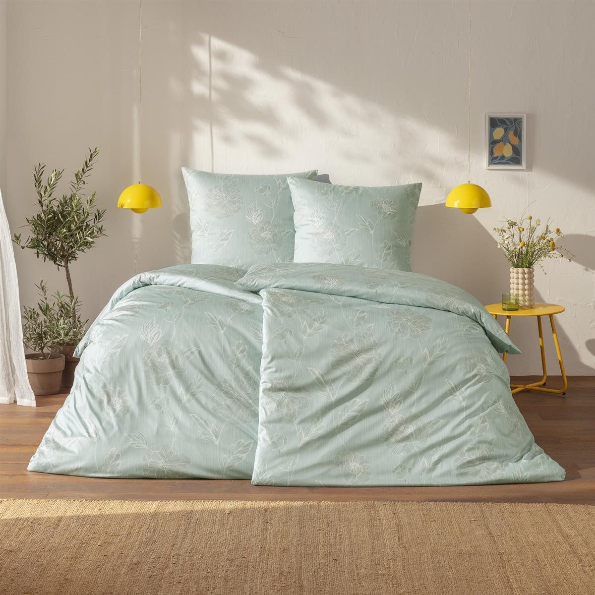 Estella Bettwäsche Estella Interlock Jersey Bettwäsche Edessa 6759-614 eisblau 135x200, 2 teilig
