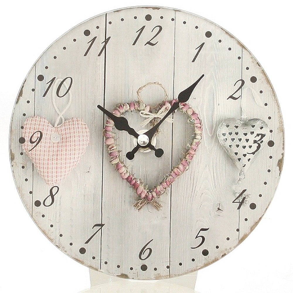 Linoows Uhr Wanduhr cm Glas 17 aus mit Tischuhr Herzen