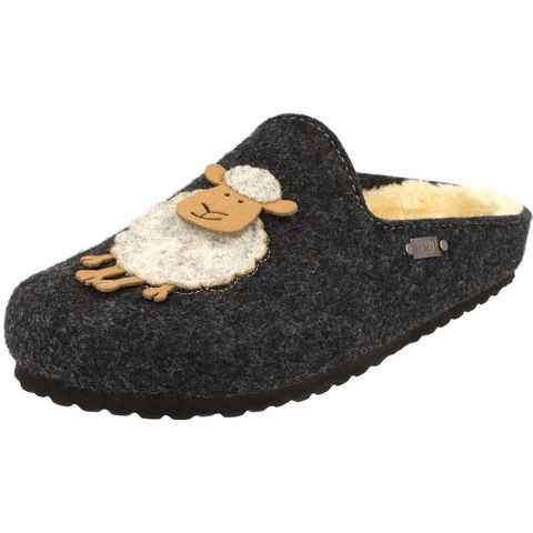 SUPERSOFT Damen Clogs 522-298 "Schaf" gefüttert Filz Pantoffeln Hausschuh gepolstert