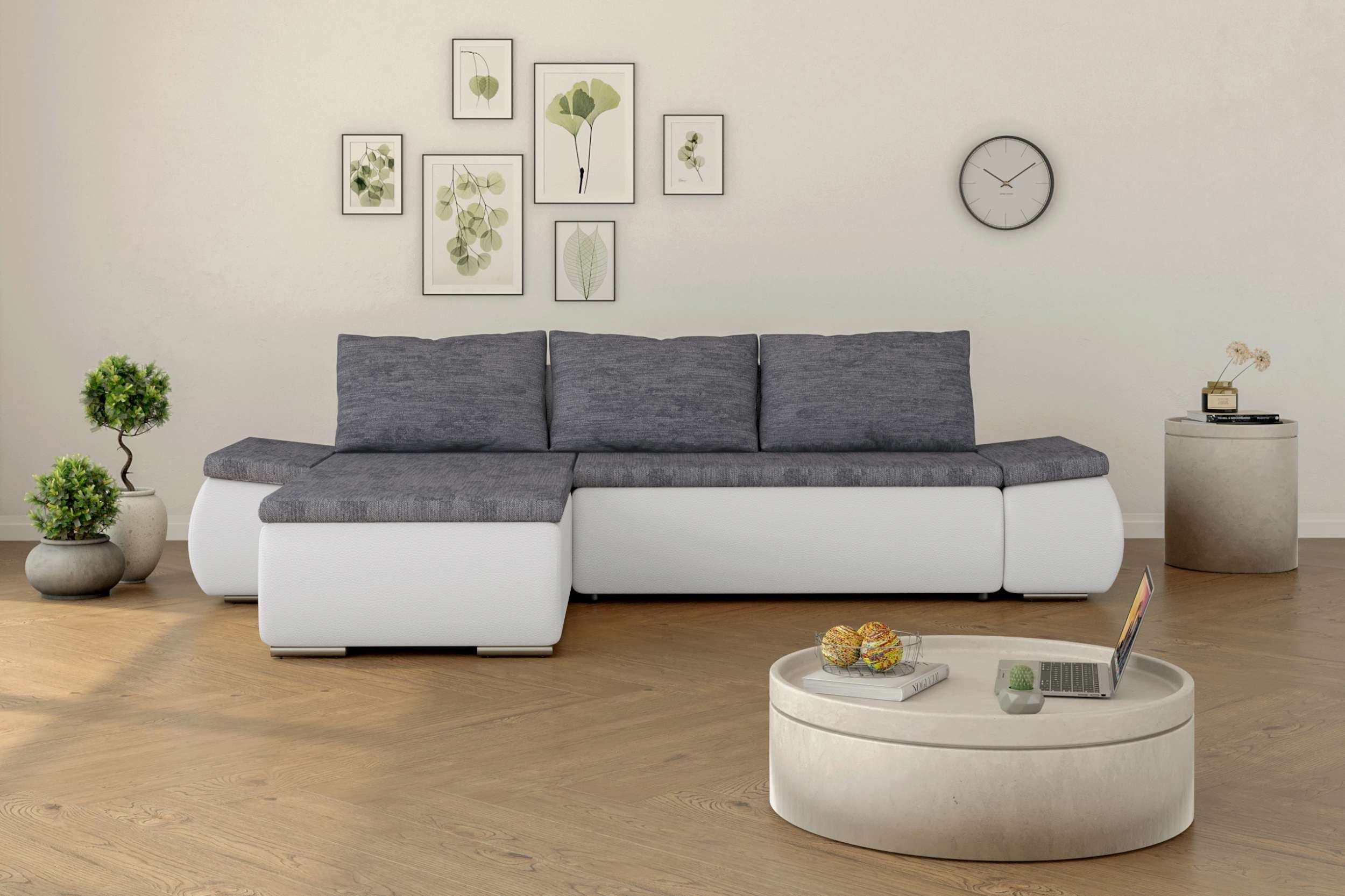 Wellenfederung, mane frei mit stellbar, Eckcouch, L-Form, oder links Design Bettfunktion, Modern mit im bestellbar, rechts Stylefy Ecksofa Olin, Raum