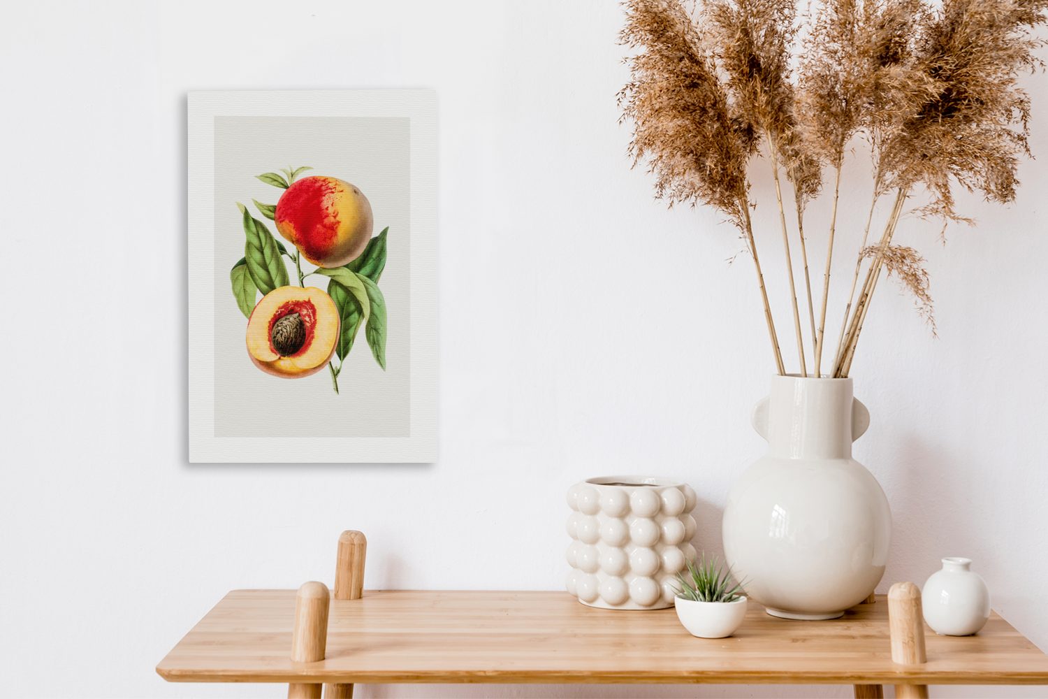 Gemälde, OneMillionCanvasses® - Pfirsich (1 fertig Zackenaufhänger, St), Leinwandbild Leinwandbild - Lebensmittel Obst, cm inkl. 20x30 bespannt