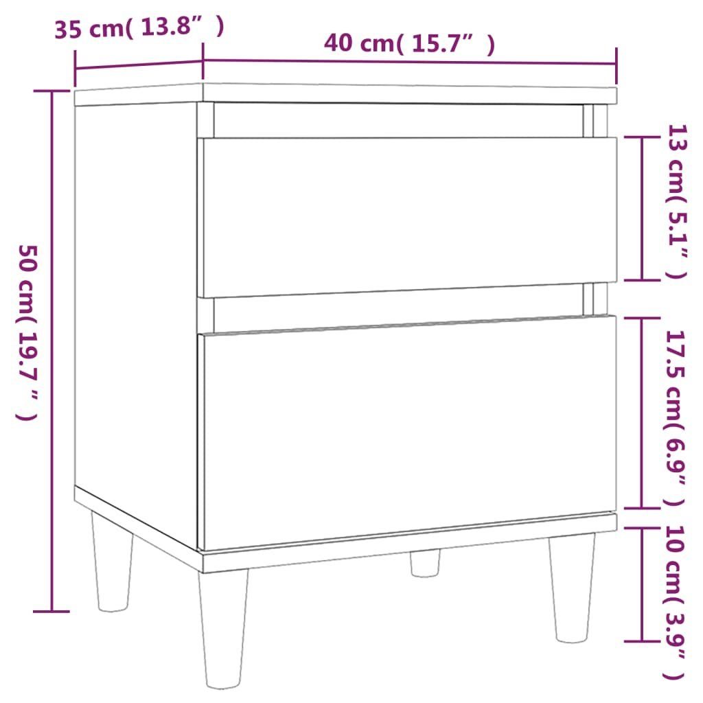 (1-St) Betongrau Fächerschrank vidaXL Nachttisch cm 40x35x50