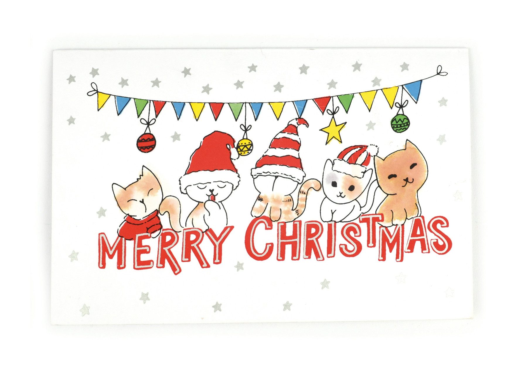 El Puente Weihnachtskarte Weihnachtskarte "Merry Miau Christmas", Handmade, Fair Trade