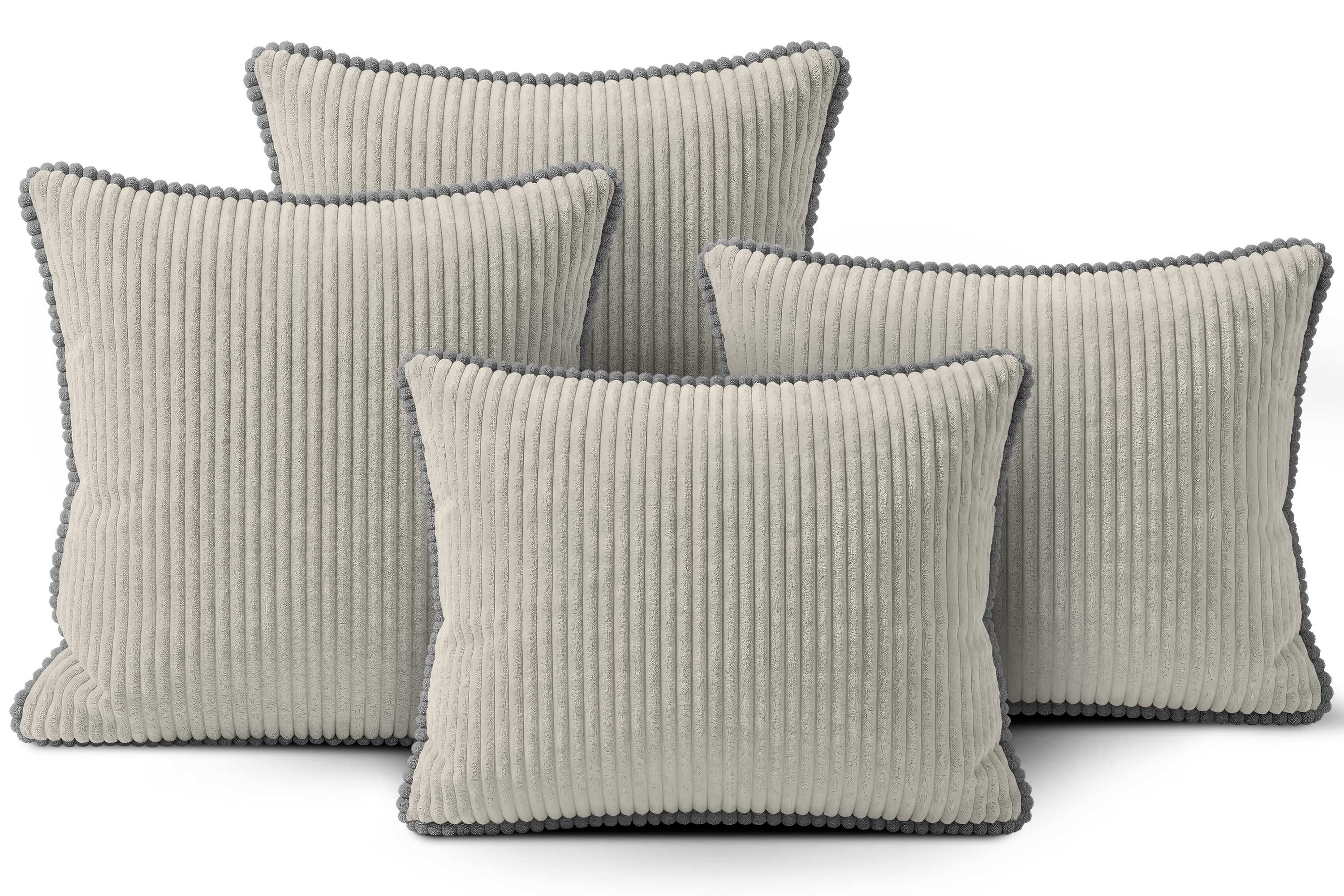 Amilian Dekokissen Sofakissen 4er Set mit Füllung 2x 40x40 cm + 2x 35x45 cm, Hotelverschluss Sofakissen Zierkissen