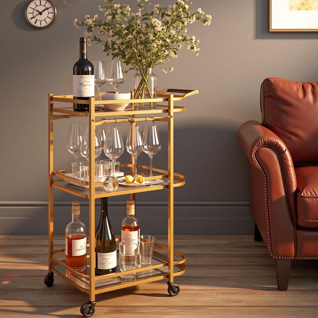 VASAGLE Servierwagen, kleine Barwagen mit 3 verspiegelte Glasablagen, 38 x günstig online kaufen