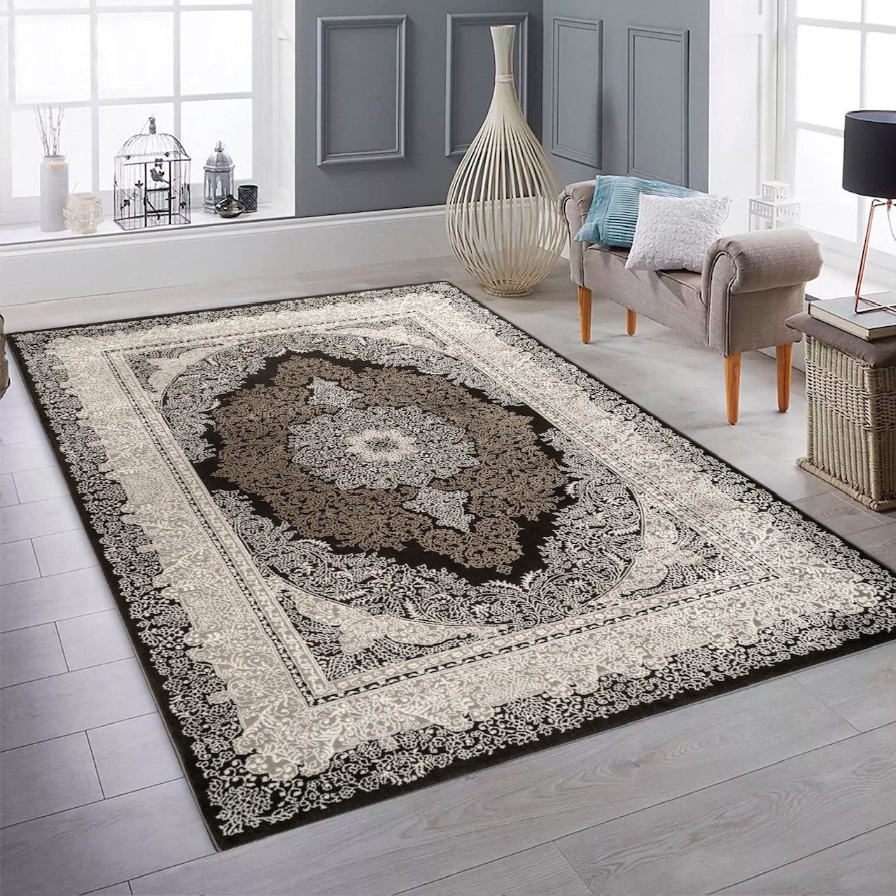 Carpetilla Teppich Designer Teppich Wohnzimmer Schlafzimmer Flur, Klassischer Läufer mit Kunstvollem Ornamenten Wohnzimmer Teppich