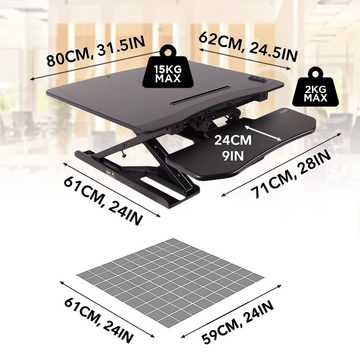 Duronic Schreibtischaufsatz, DM05D9 Computertisch, Workstation 80 x 62 cm mit Tastaturablage, Schreibtischaufsatz elektrisch höhenverstellbar 13 - 45 cm, Stehpult für 2 Monitore und Tablet, SitzSteh Schreibtisch 15 kg