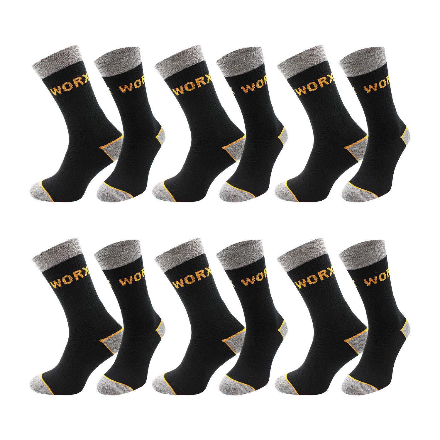 Chili Lifestyle Arbeitssocken 6 Paar Herren WORX Premium Funktionssocken (Multipack, 6-Paar, Work Socken robust, verstärkt, gepolsterte Sohle, atmungsaktiv) Sicherheitssocken aus Nachhaltige recycelte Baumwolle