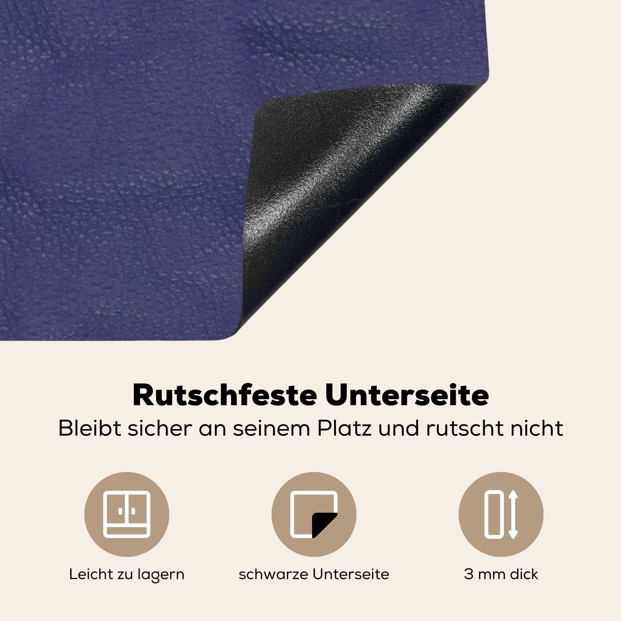 Herdblende-/Abdeckplatte - cm, MuchoWow - Vinyl, - Textur Ceranfeldabdeckung, Induktionsschutz für (1 Leder tlg), küche 78x78 Arbeitsplatte Tierhaut,