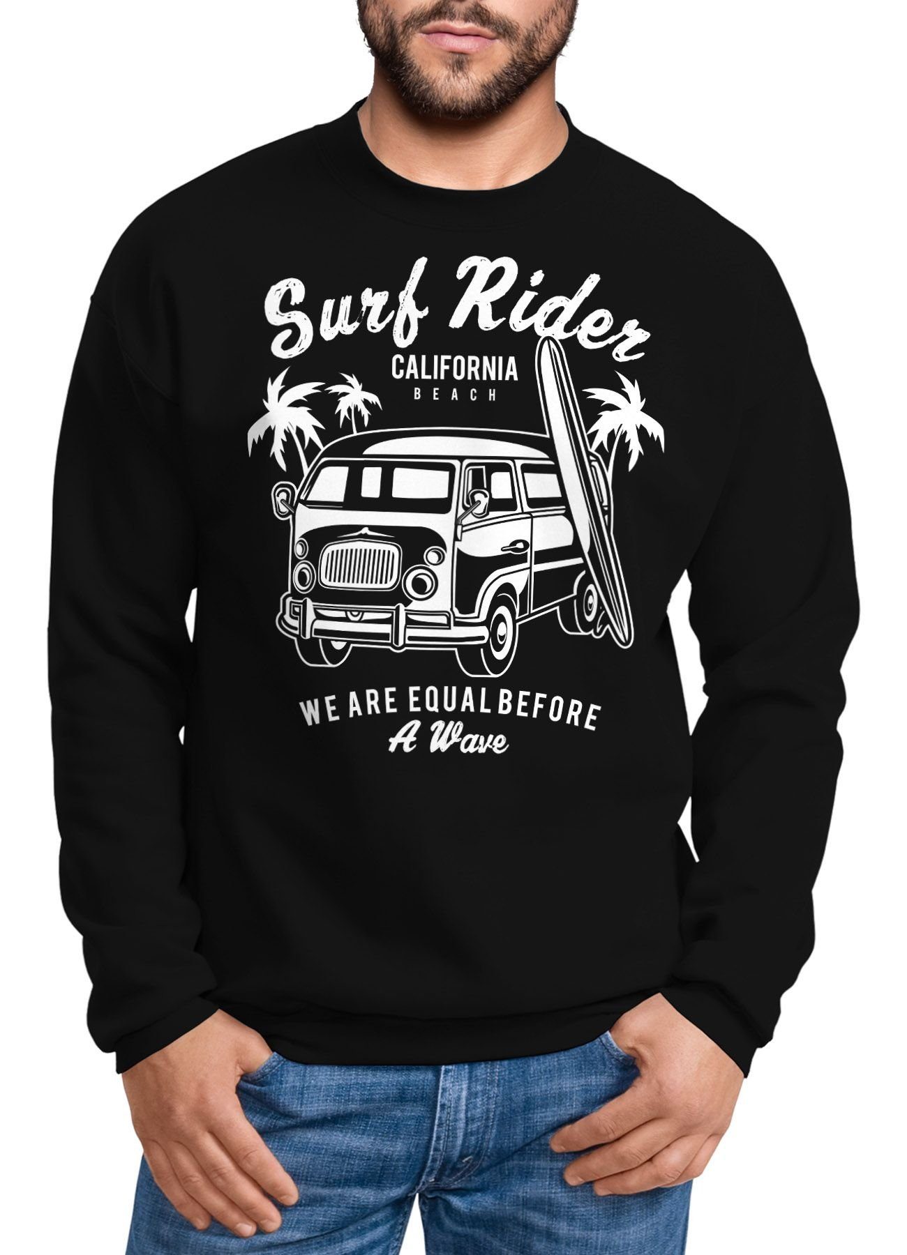 Neverless Sweatshirt Herren Sweatshirt Bus Surfing Retro Pullover Männer Neverless® schwarz