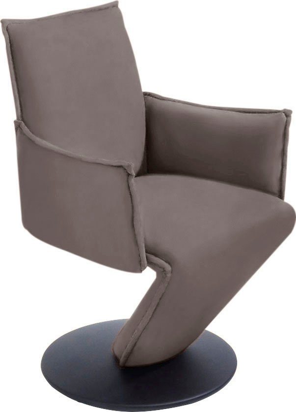 K+W Komfort & Wohnen Esszimmerstuhl Drive, Drehstuhl, Sessel mit federnder Sitzschale, Drehteller in Metall schwarz Struktur