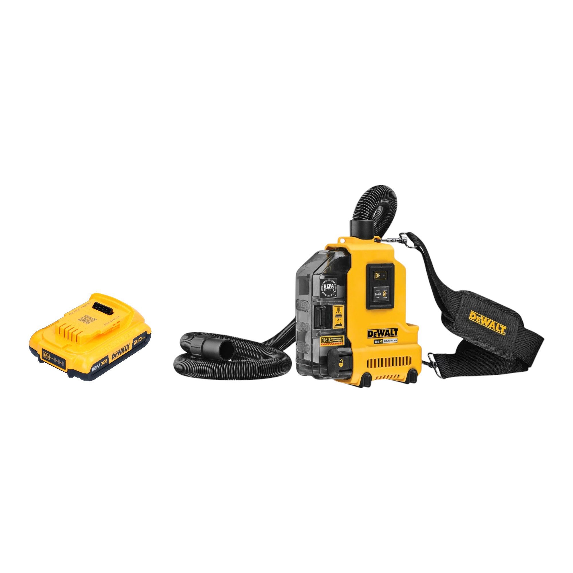 DeWalt Akku-Handstaubsauger DWH 161 N 18 V 0,21 l Brushless + 1x Akku 2,0 Ah - ohne Ladegerät