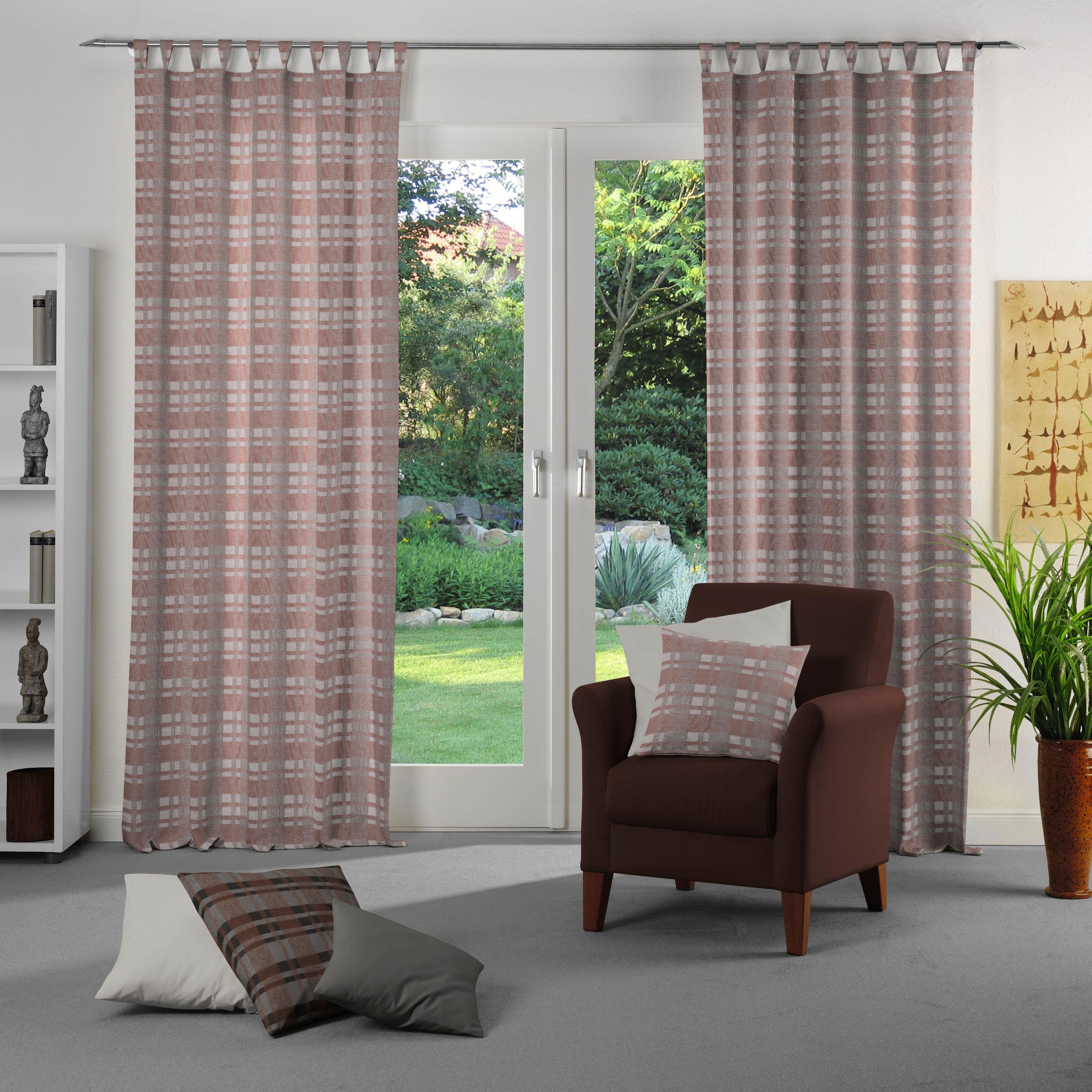 Vorhang Laufenberg, Wirth, Schlaufen (1 St), blickdicht, Jacquard apricot | Fertiggardinen