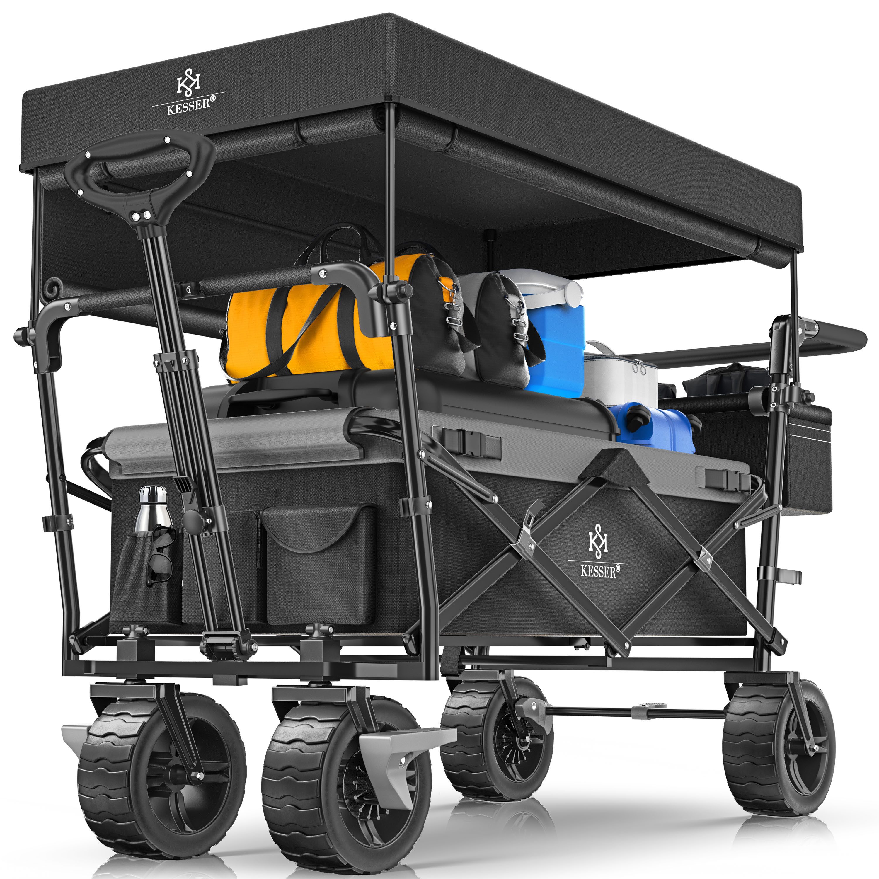 KESSER Bollerwagen, Bollerwagen faltbar GT9000 mit Dach Handwagen Transportwagen