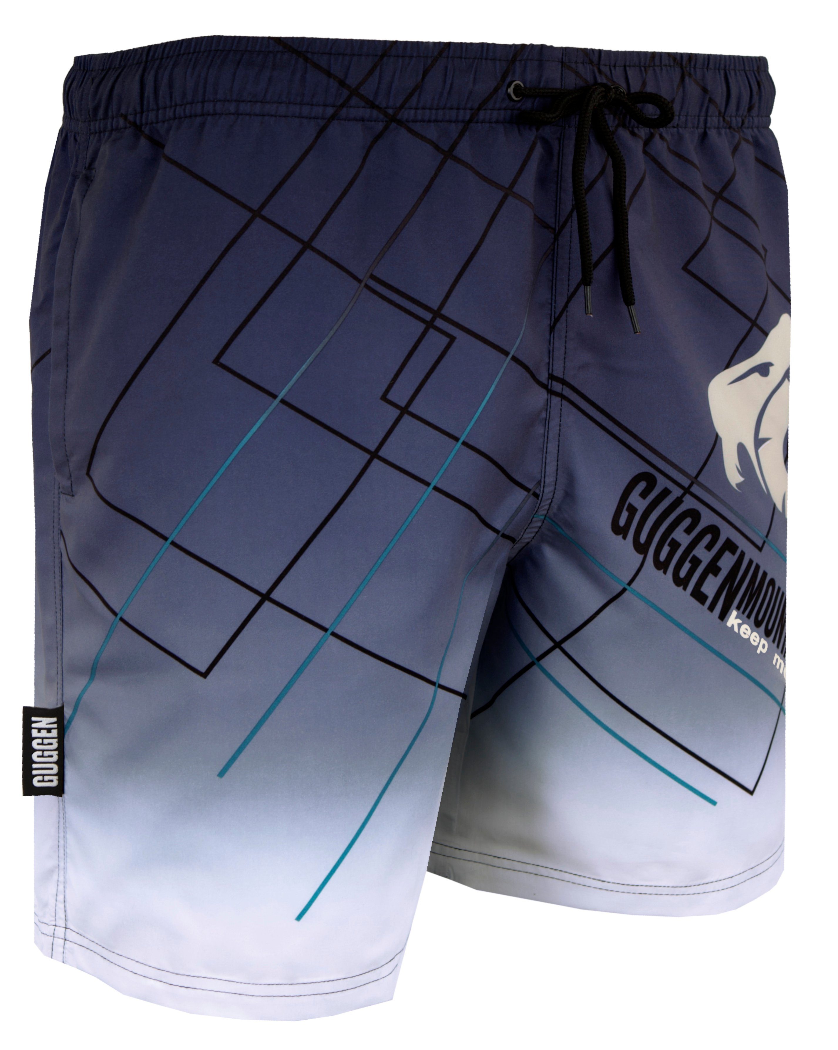 GUGGEN Mountain Badehose Badehose Herren kariertes mit Schnelltrocknende Badeshorts mit Muster Logo Badeshorts Schnelltrocknende Kordelzug B2