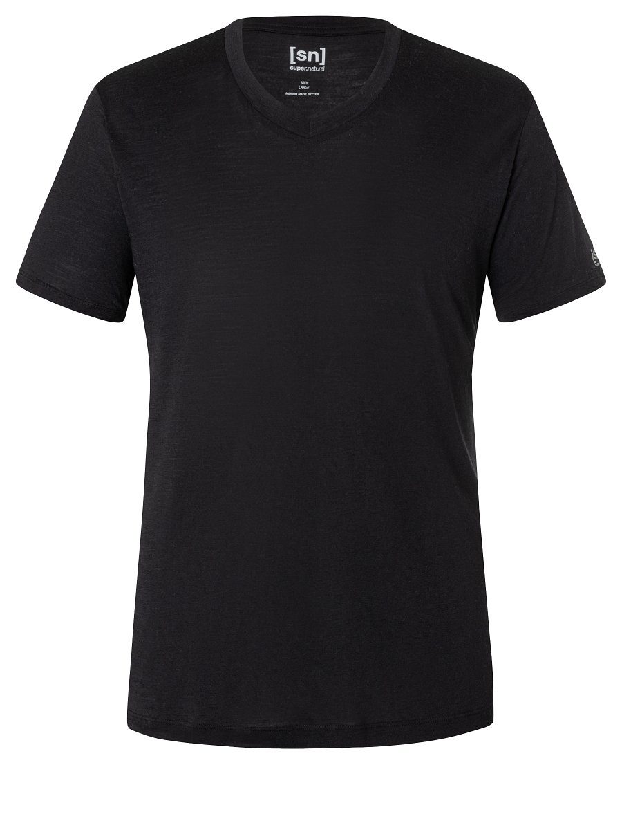 SUPER.NATURAL Langarmshirt Merino T-Shirt M SIERRA140 V NECK funktioneller Merino-Materialmix