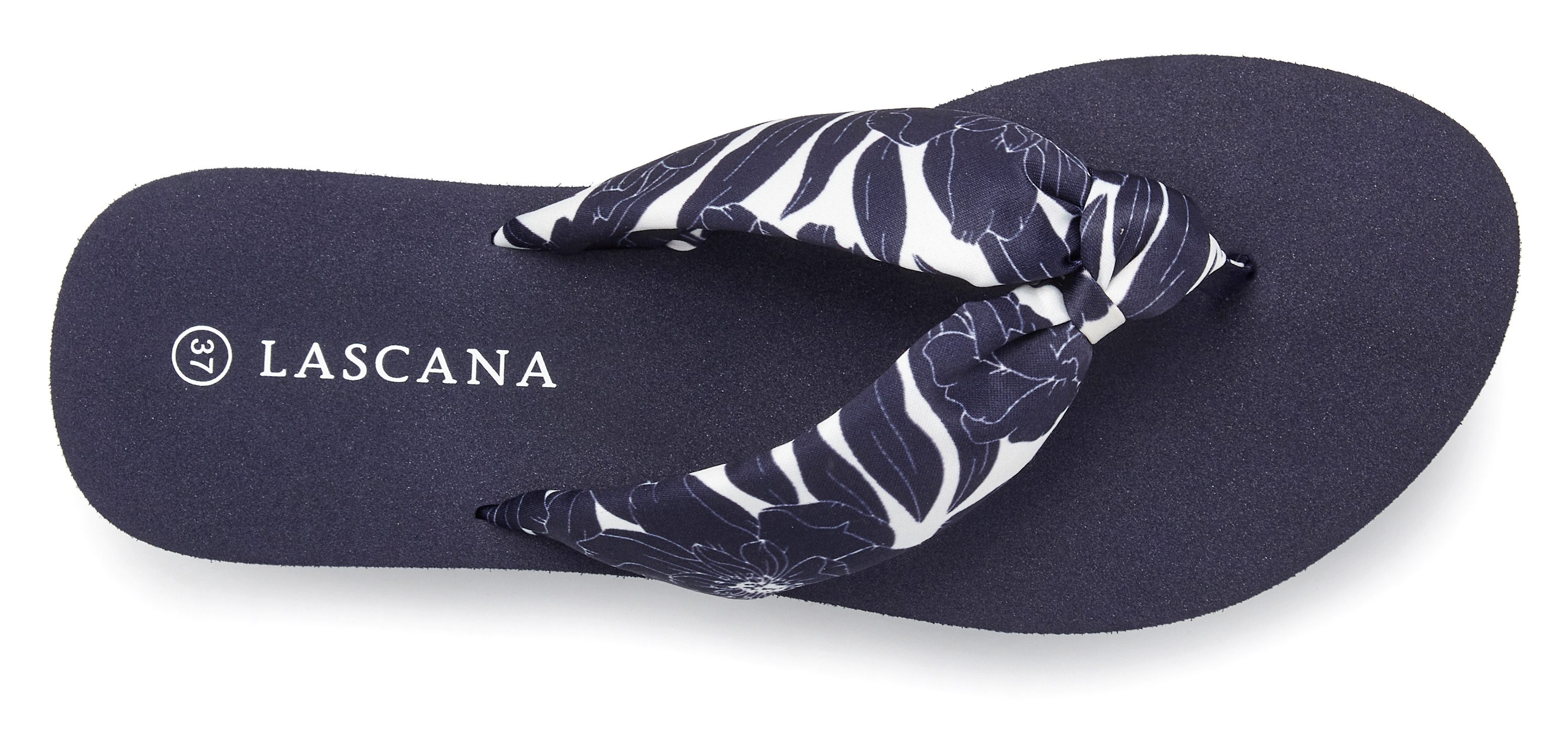 LASCANA Sandale, Badeschuh, Pantolette, Badelatsche, Flip Flop, Sommerschuh, Badezehentrenner Zehentrenner ultraleicht mit softem Band VEGAN