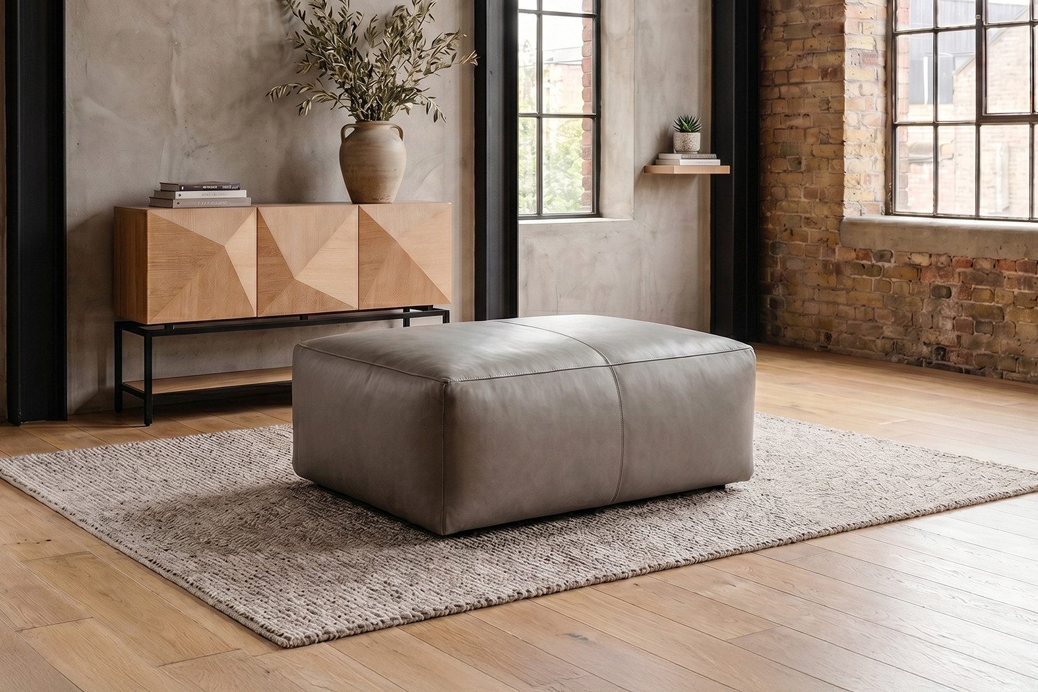 KAWOLA Hocker CELESTE Leder - Eleganz trifft modernen Komfort, Echtleder Hocker – Luxuriös, langlebig, stilvoll kombiniert