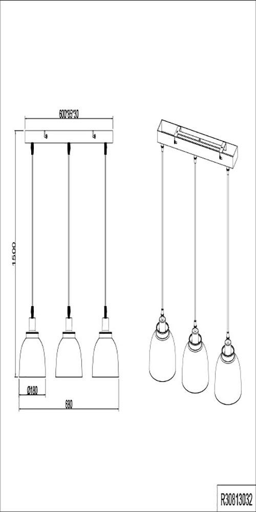 Reality Leuchten Pendelleuchte Punch, ohne Leuchtmittel, warmweiß - kaltweiß, 3-flg, Industrie-Look mit Doppelschirm schwarz-gold exkl 3xE27 max 40W