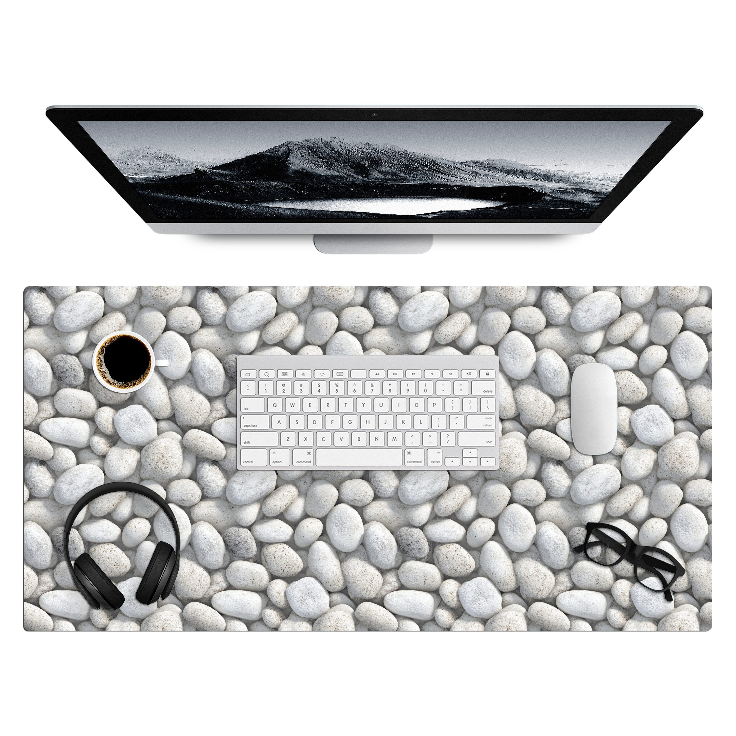MuchoWow Gaming Mauspad Steine - Grau - Oval (1-St), Gaming Mauspad XXL, Schreibtischunterlage, Desk Mat Groß, 80x40 cm