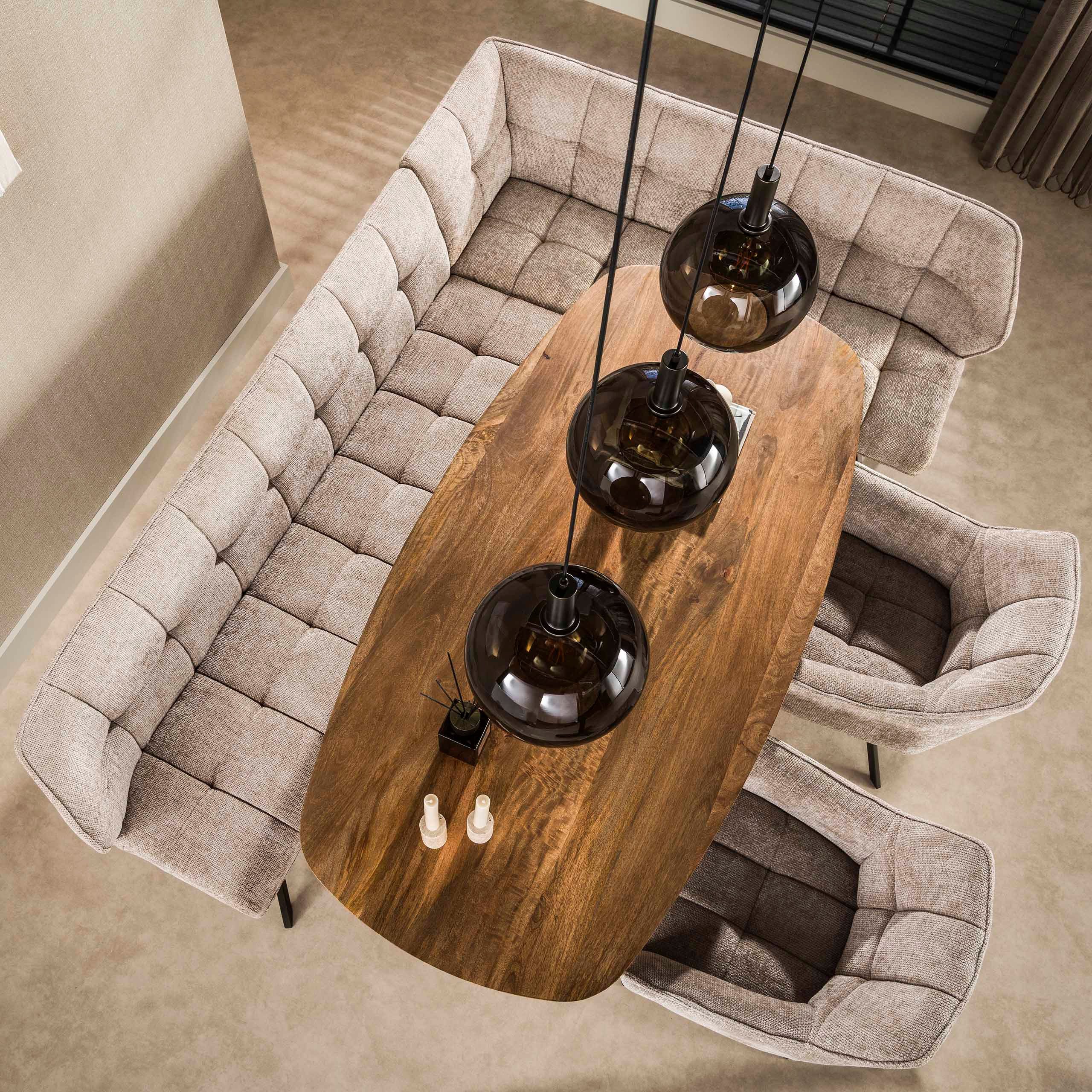 LEVEN Lifestyle Eckbank Eckbank RIGO Beige Chenille 242x165 cm gepolstert, Frei im Raum stellbar