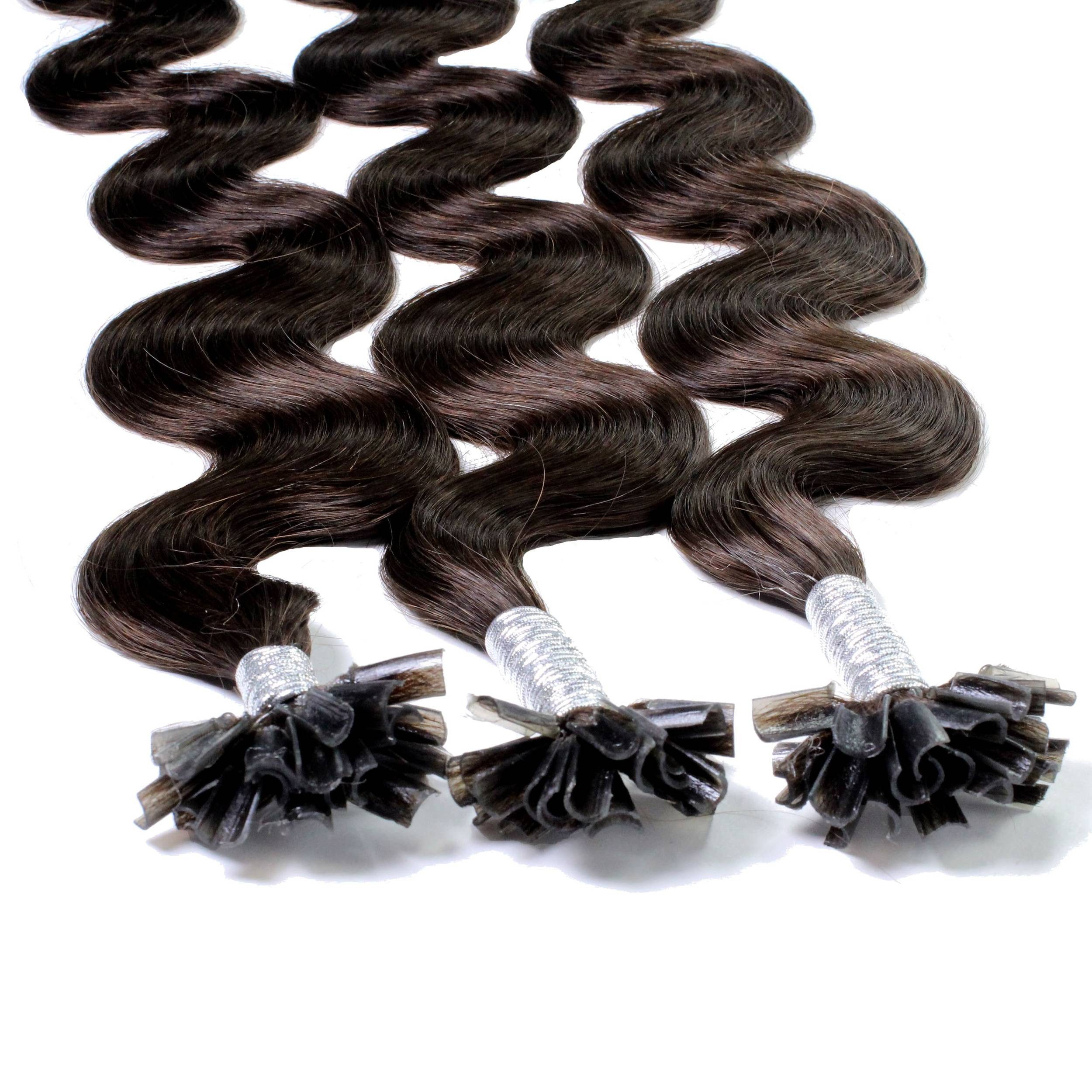 hair2heart Echthaar-Extension Bonding Extensions gewellt #5/0 Hellbraun 0.5g 40cm
