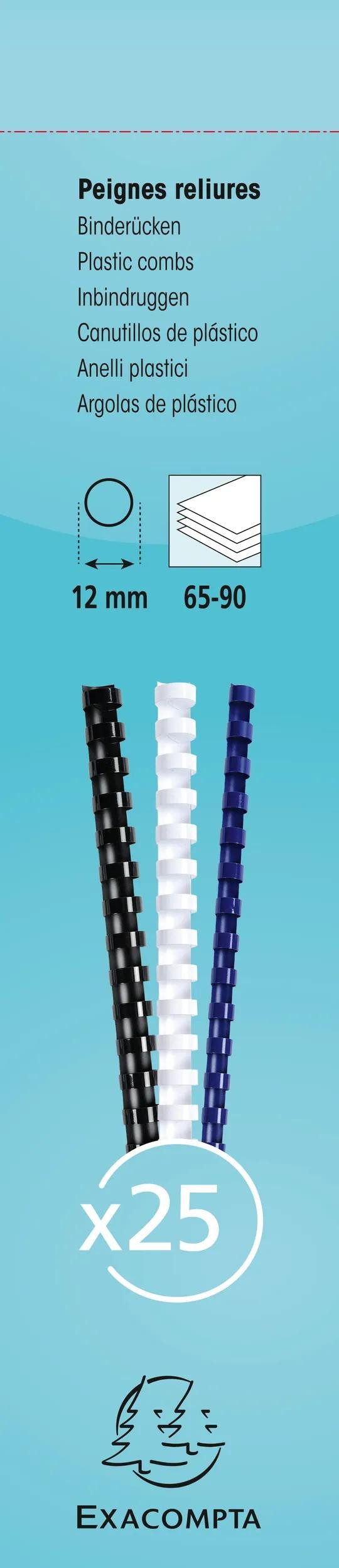 EXACOMPTA Bindegerät Schachtel mit 25 Spiralen 12 mm PVC für die Bindung, A4, Weiß, 76400E, Klemmschiene