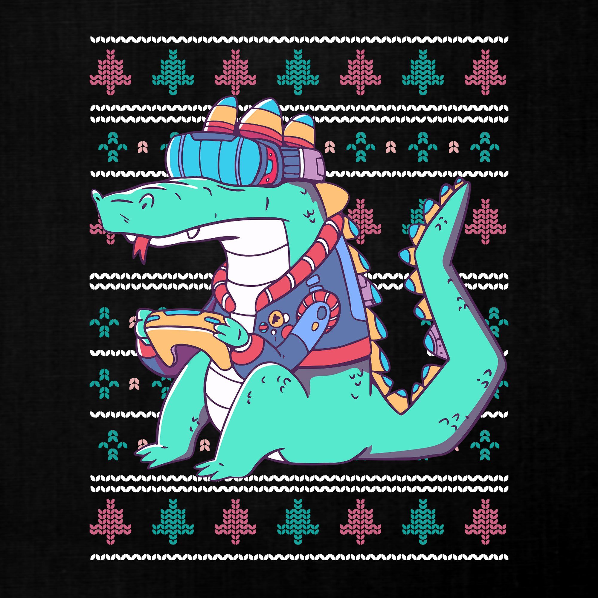 Quattro Formatee Kurzarmshirt Gamer Krokodil Zocker (1-tlg) Herren Stil Christmas Ugly