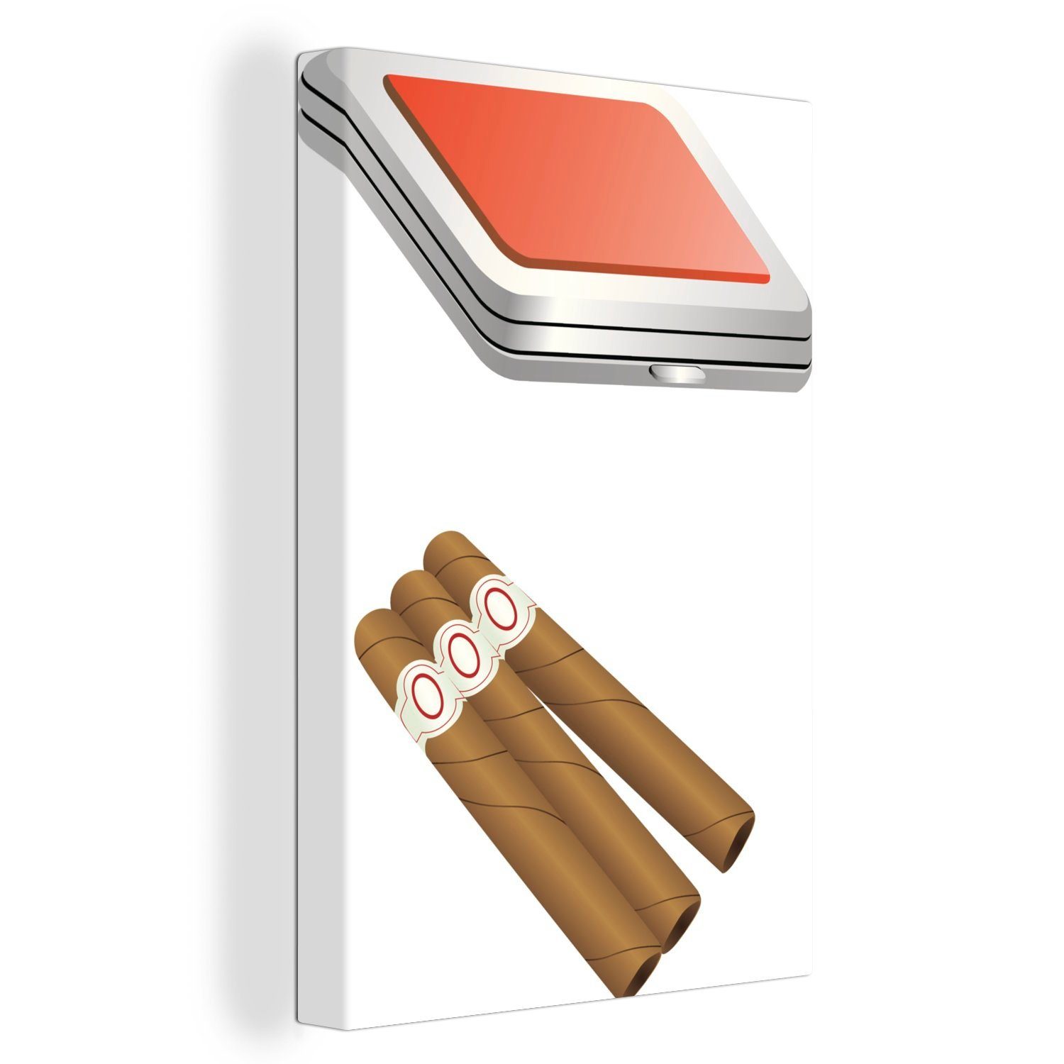cm 20x30 (1 und Zigarren- Zackenaufhänger, Illustration Leinwandbild OneMillionCanvasses® Leinwandbild einer Eine St), inkl. bespannt fertig kubanischen Zigarettenschachtel, Gemälde,