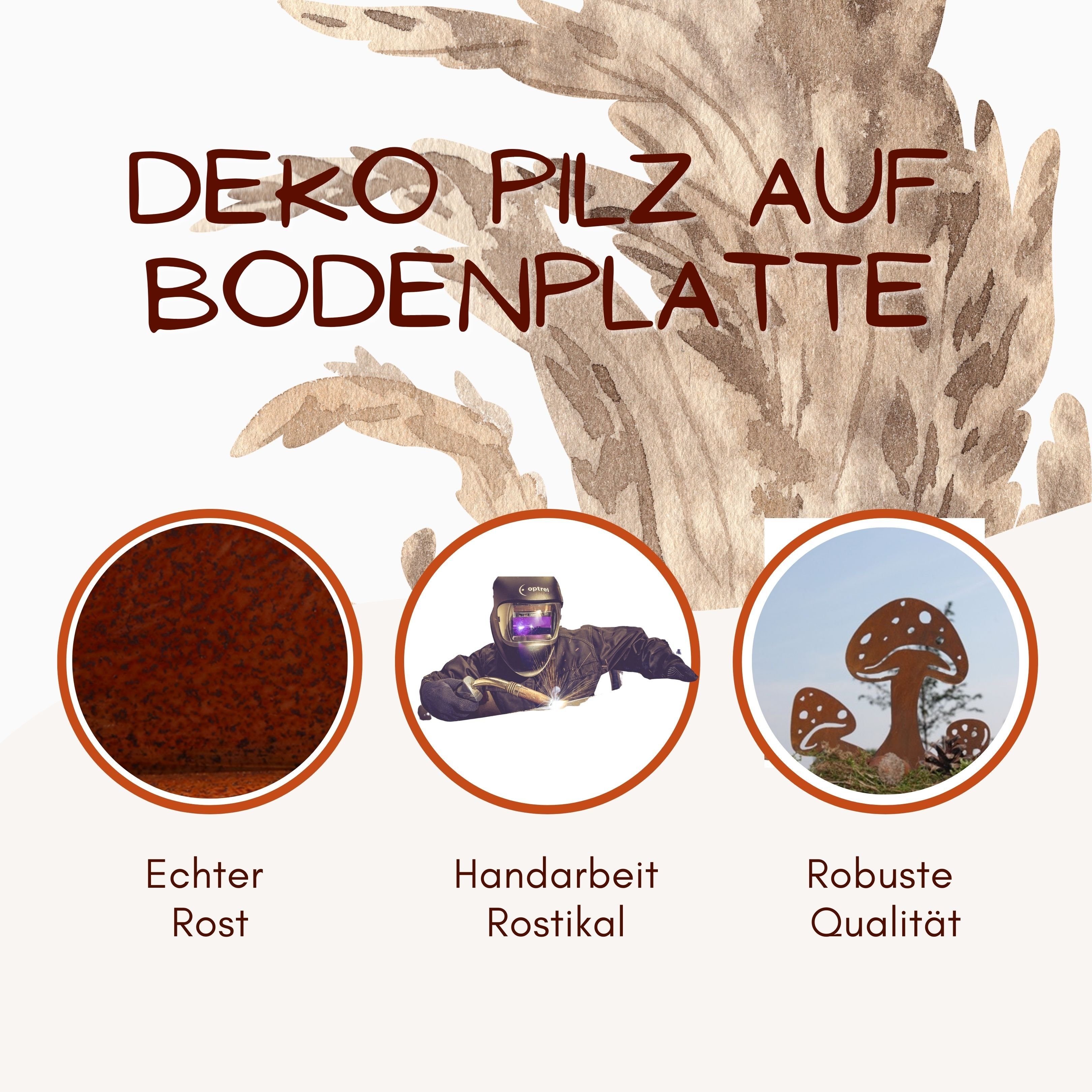 Rostikal Dekoobjekt Pilz Deko Edelrost – Metall Gartenfigur, wetterfest & pflegefrei, Herbst Rost Pilzdeko – wetterfest & pflegefrei, outdoor geeignet