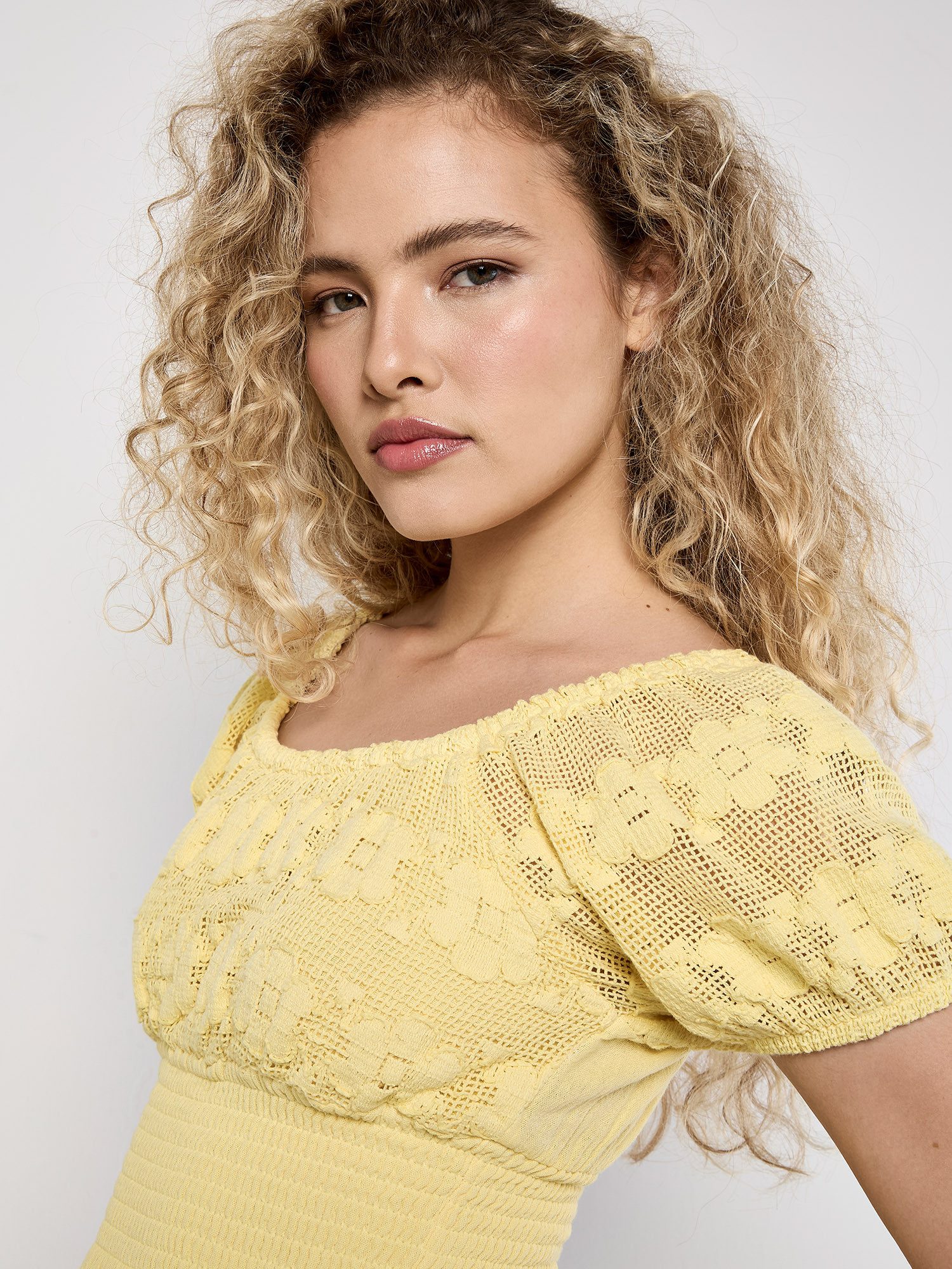 Apricot Maxikleid Maxikleid im Milchmädchen-Stil mit Blumen-Spitze – Bild 4 von 5