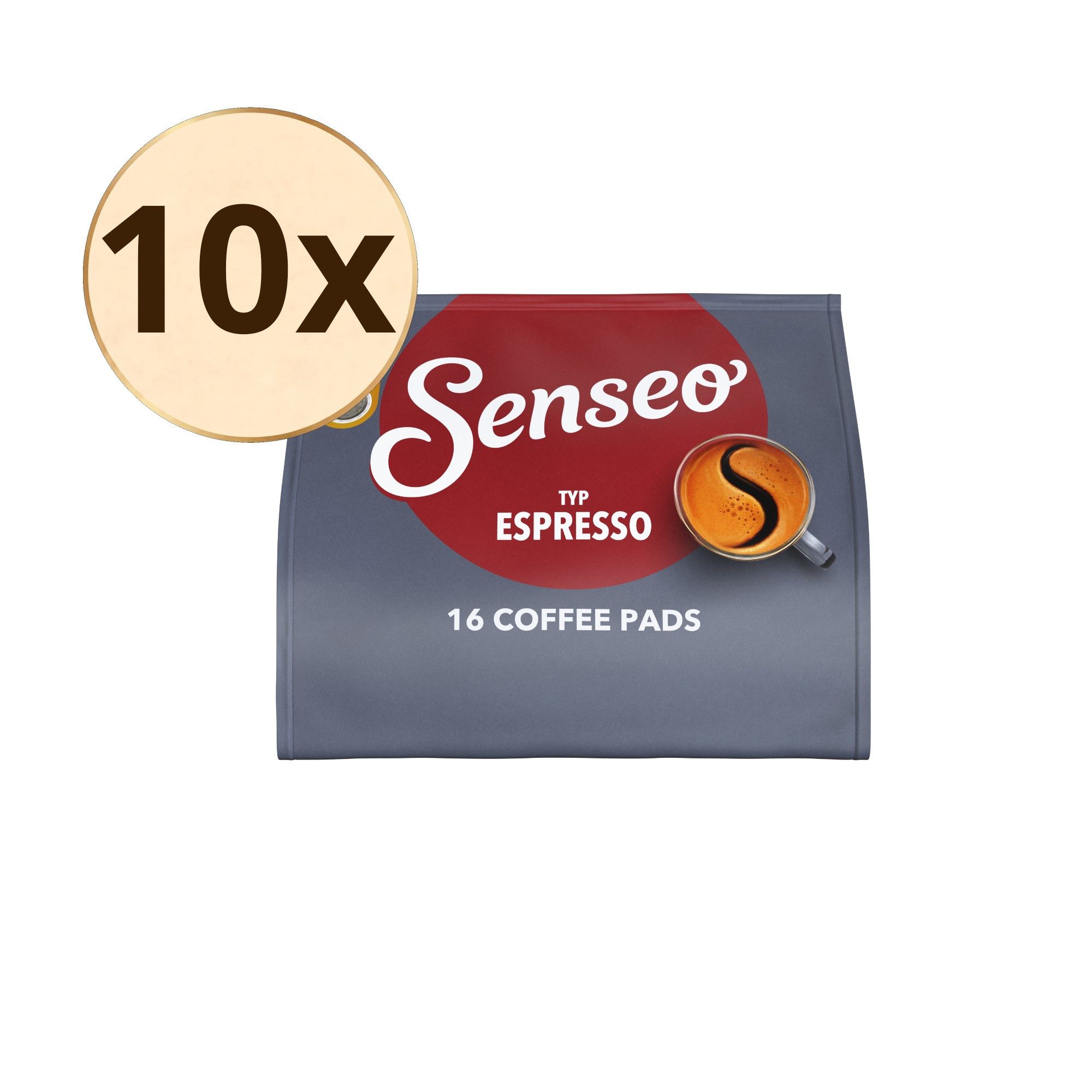 Senseo Kaffee Pads Typ Espresso Senseopads kräftig 10x 16 Kaffeepads, (Packung, 10er Pack)