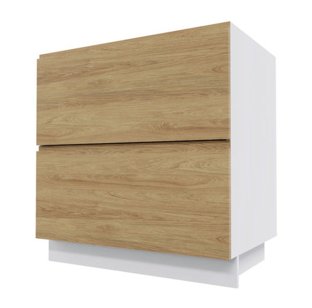 Feldmann-Wohnen Auszugsunterschrank Arezzo 80cm Front- & Korpusfarbe wählbar grifflos 3 Schubladen (Vollauszug) Hickory Natur