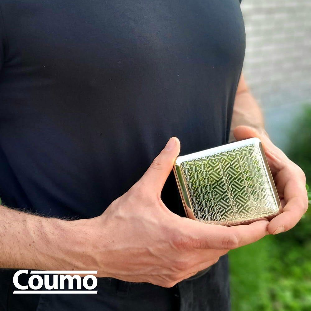 Coumo Sammleretui Zigarettenetui aus Metall, Silber Design, für ca. 20 Zigaretten – Bild 3 von 3