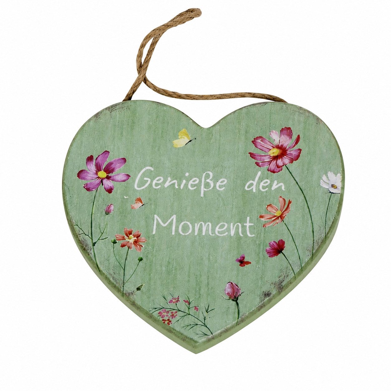 XiRRiX Dekohänger Holzherz zum Hängen Deko Herz aus Holz (zum aufhängen, kleines Geschenk in weiss, beige, grün), mit liebevollem Spruch