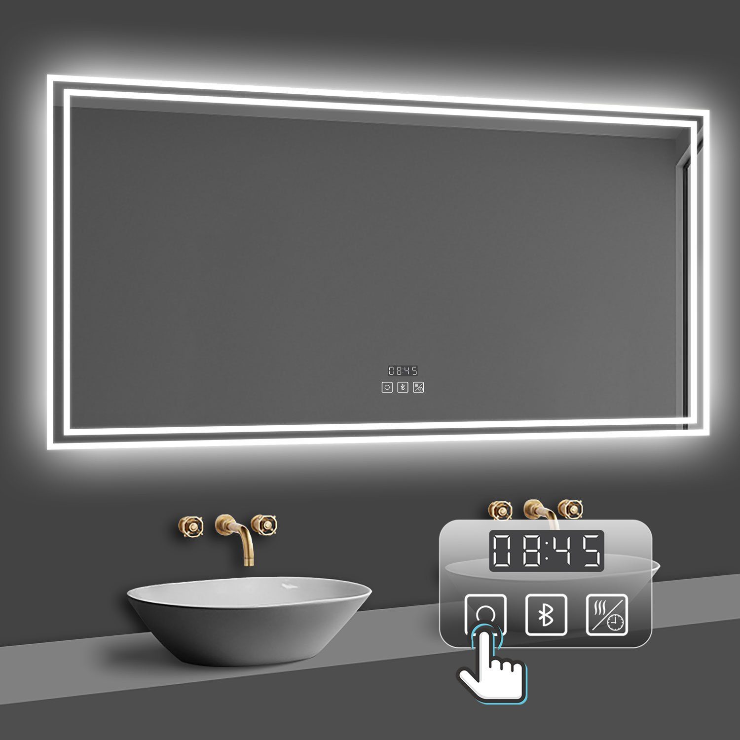 duschspa Badspiegel LED Beleuchtung Kalt/Neutral/Warmweiß Dimmbar Beschlagf günstig online kaufen