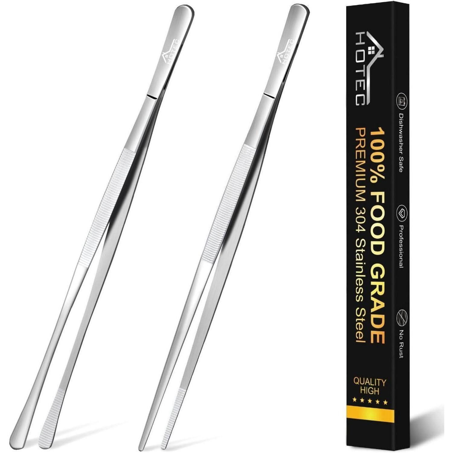 LuxusKollektion Grillzange Grillzange Edelstahl 30cm Kochpinzette 2er Set für Grillen Backen