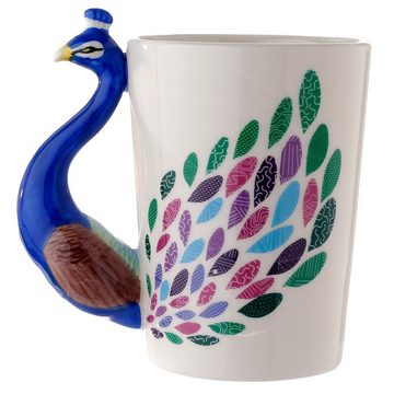 Puckator Tasse Pfau Tasse mit 3D Henkel