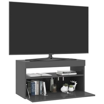 vidaXL TV-Schrank TV-Schrank mit LED-Leuchten Hochglanz-Grau 75x35x40 cm Lowboard