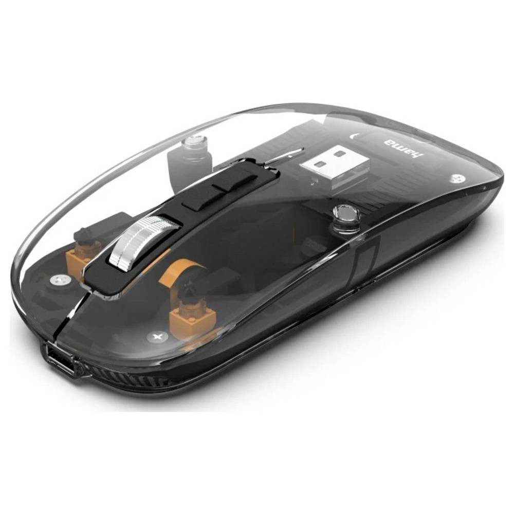Hama WM-600 Maus Kabellos Optisch Transparent 5 Tasten 1600 dpi 00173094 Mäuse