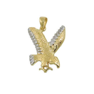 Gallay Kettenanhänger Anhänger 20x16mm Adler bicolor rhodiniert glänzend 9Kt GOLD, Goldschmuck für Damen