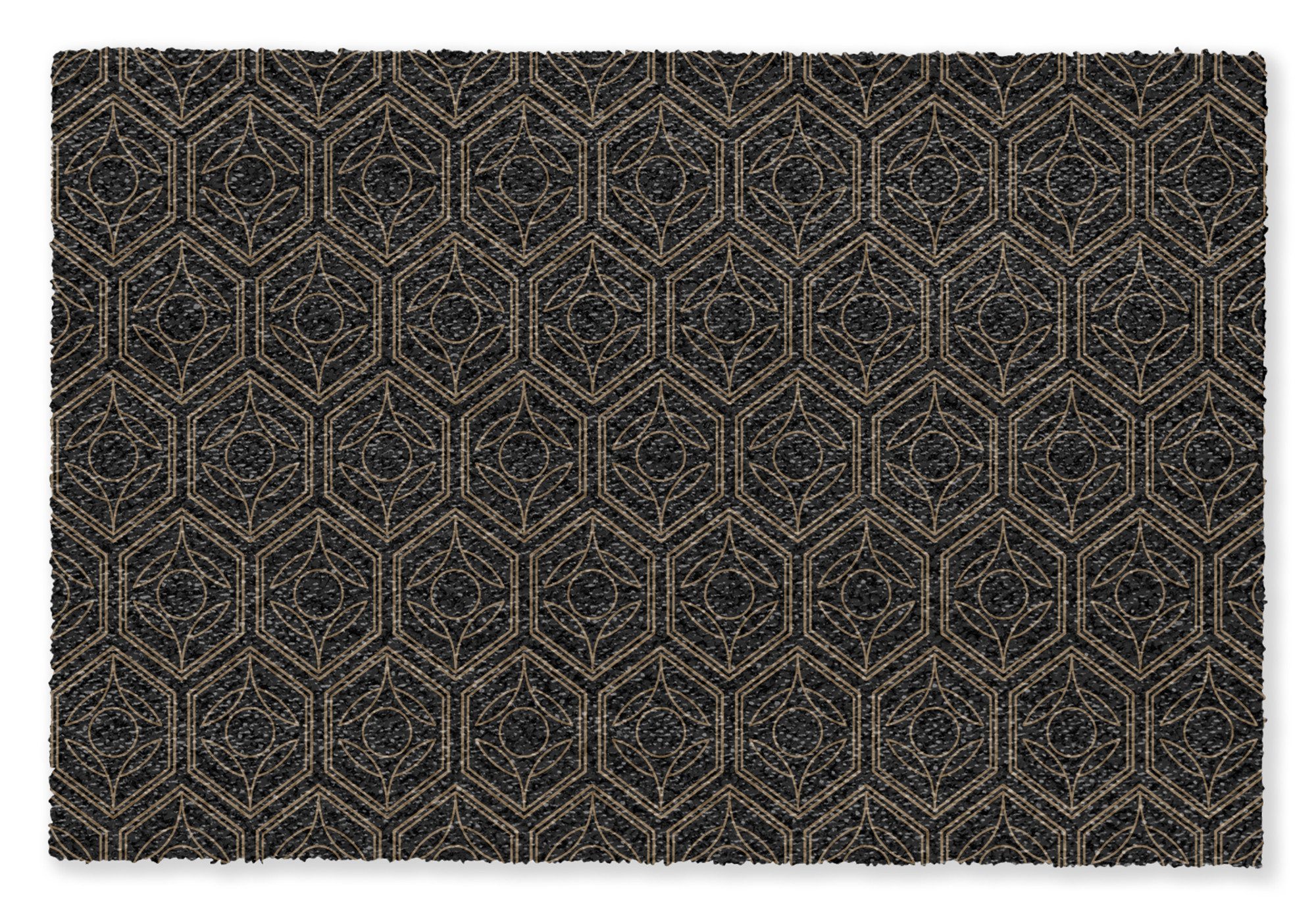 MuchoWow Fußmatte Schwarz - Gold - Blumenkern, Rechteckig, innen Schmutzfangmatte, Tür, Schmutzfänger Flur, Teppich 60x40 cm