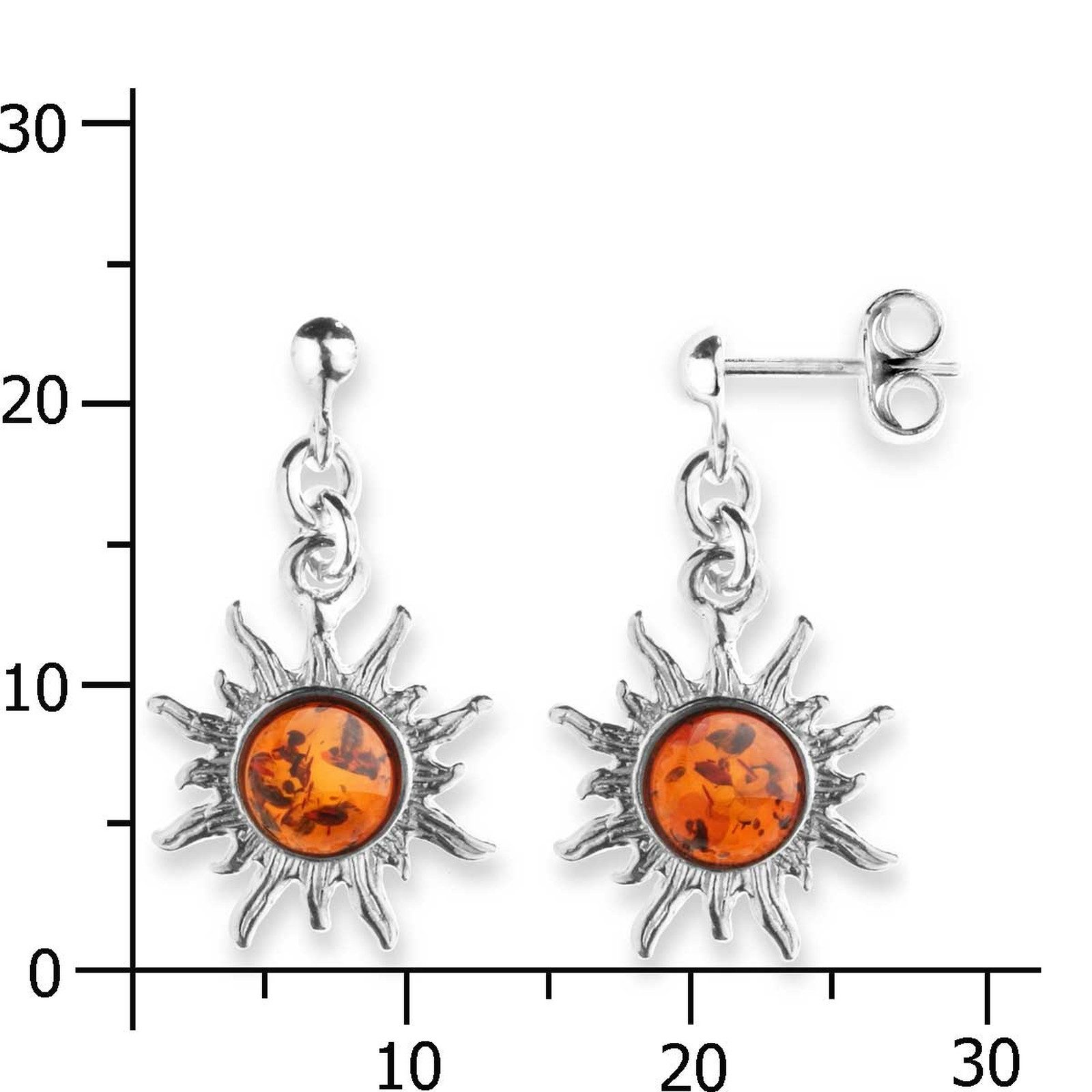 OSTSEE-SCHMUCK Paar Ohrhänger Ostsee-Schmuck Ohrhänger Sonne 14 mm Ohrhänger Sonne 14 mm (2-tlg)