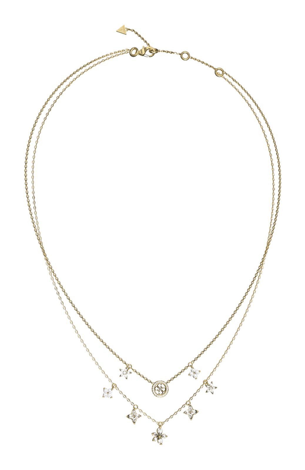 Guess Gliederkette 16-18" Two Rows Flowers Necklace