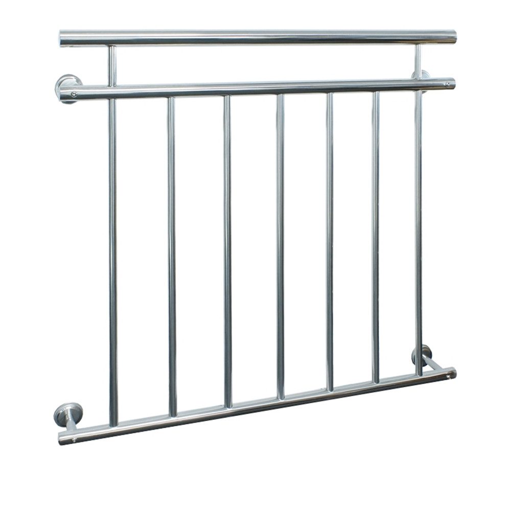 ECD Germany Brüstungsgeländer Französischer Balkon aus Edelstahl Balkongeländer Balkongitter, 100 cm Länge, 90 cm Höhe, Fenstergitter mit 7 Füllstäben Stabgeländer Geländer glänzend