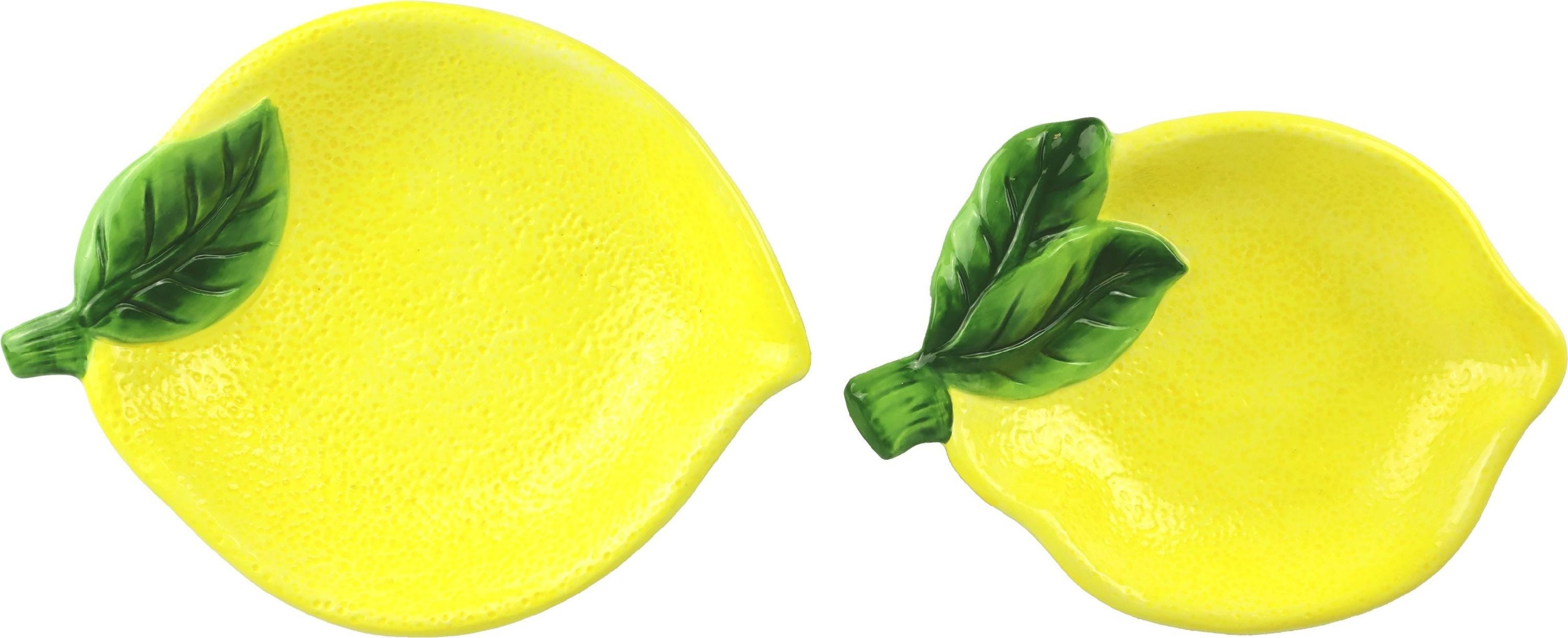 FURNARO Dekoschale Lemon (2 St), tropfenförmig, bunt, Keramik, handbemalt, mediterran