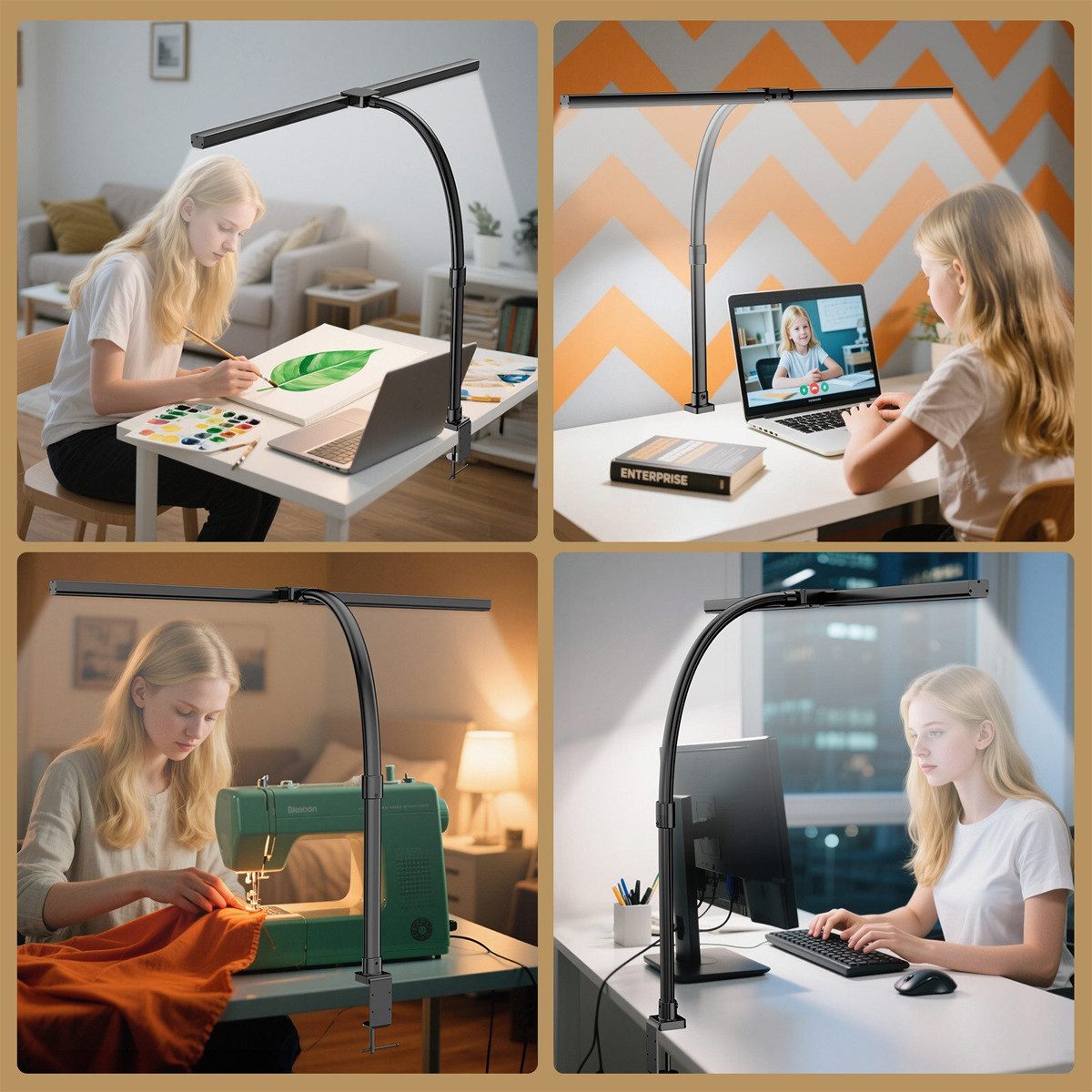 Nivzo Schreibtischlampe Doppelkopf 24W 80CM LED günstig online kaufen