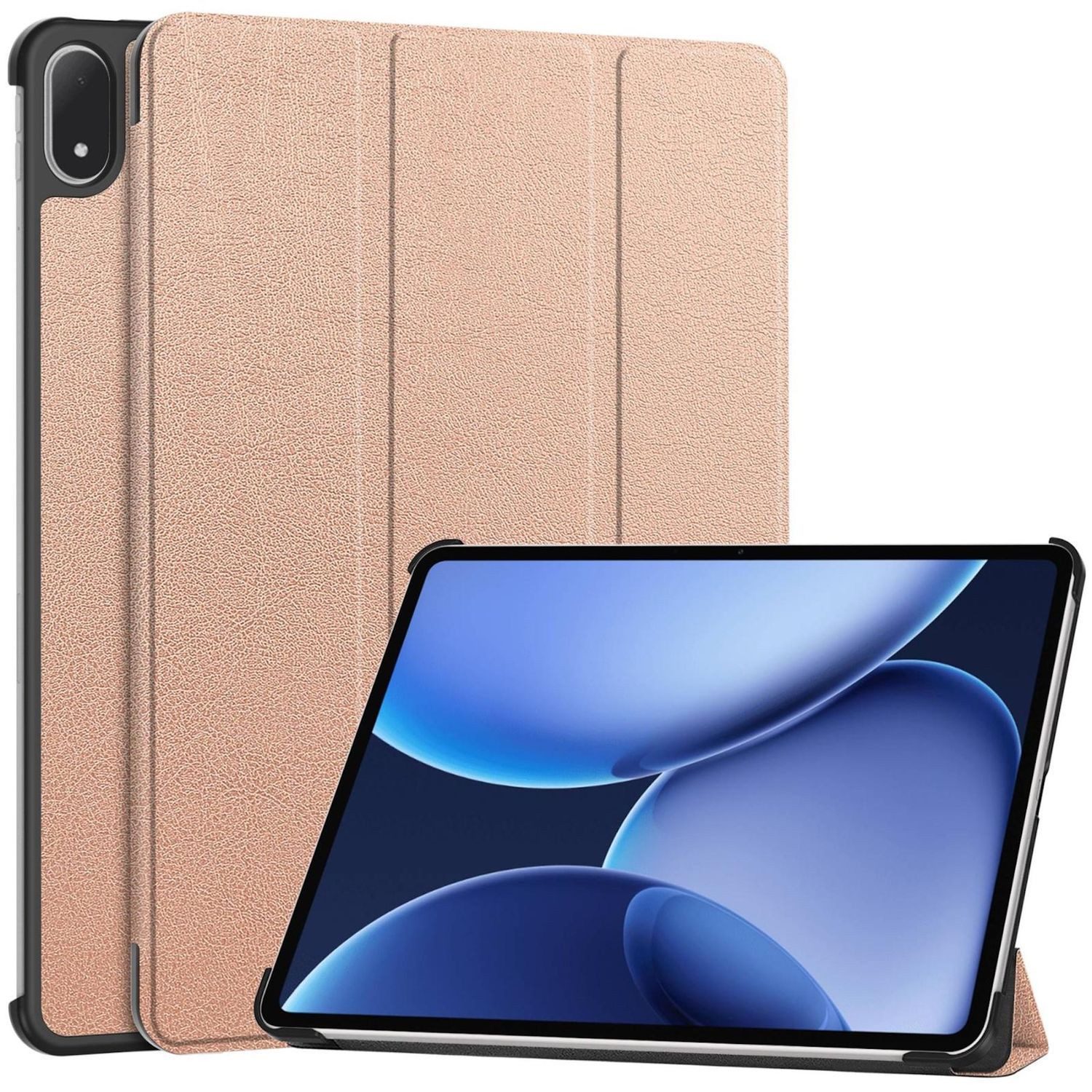 Wigento Tablet-Hülle Für OnePlus Pad 2 Pro / Pad 3 3folt Wake Smart Tasche Hülle Rose Gold, 3-Fach Halterung, Kratzfest, Leicht