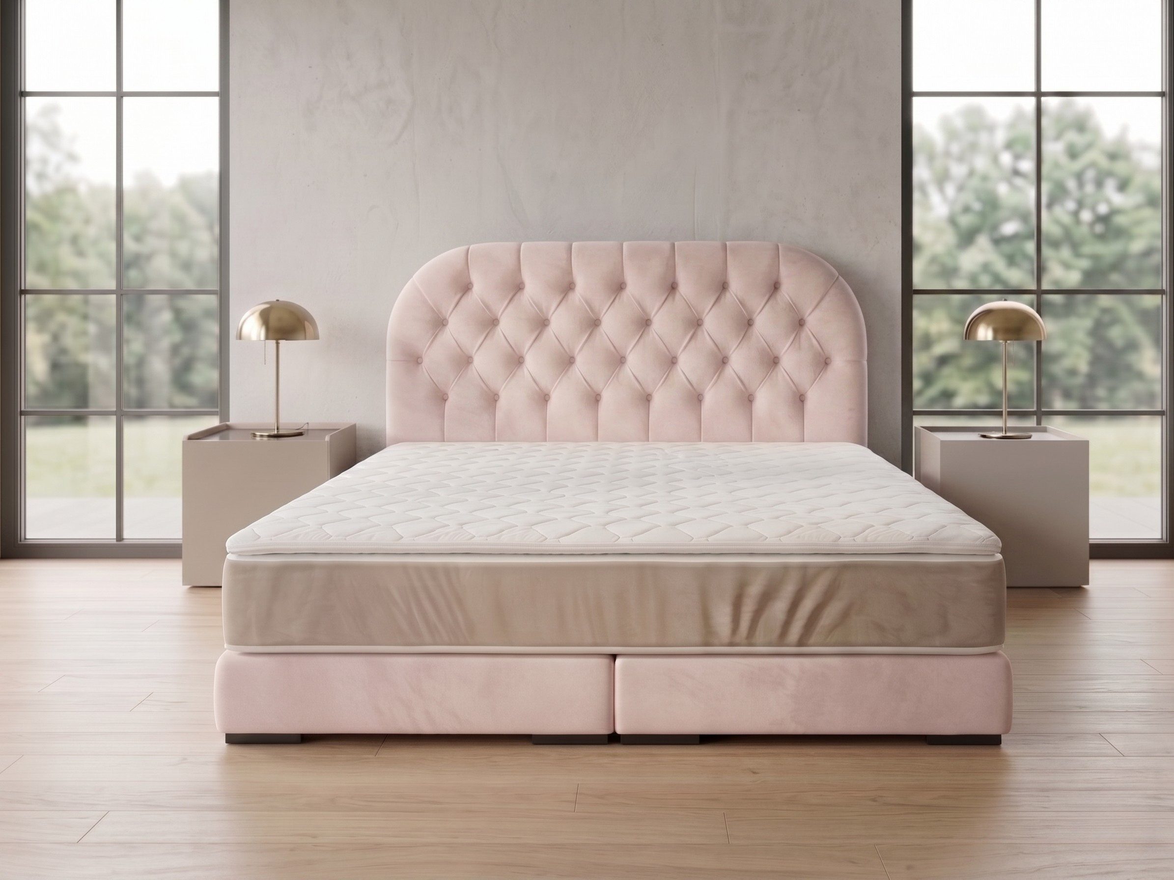 A&J MöbelLand GmbH Polsterbett LEON mit Kopfteil - Stilvolles Bettgestell für Ihr Schlafzimmer (Länge: 209 cm, Höhe Kopfteil: 110 cm, 4 Kopfteil-Varianten, 7 Größen zur Auswahl, Modernes Design, TOP ANGEBOT!, Inklusive Bettgestell), Komplettgestell-Set